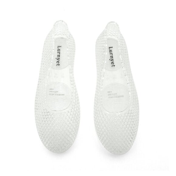 Lurneyt Women's CLEAR Glitter Jelly Flexible Ballet Flats Breathable Mesh Design - Picture 4 of 5